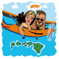 Invitación de boda ilustrada (Hawái)