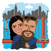 Invitación de boda ilustrada (Nueva York)