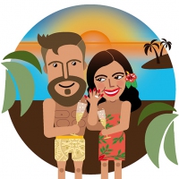 Invitación de boda ilustrada (Caribe)