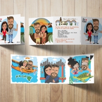 Invitación de boda ilustrada (tríptico plegado)