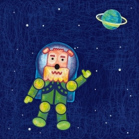 KIRU ASTRONAUTA. Ilustración vectorial.