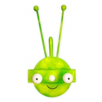 PERCHERO ALIEN. HABITACIÓN INFANTIL. (madera y espray)